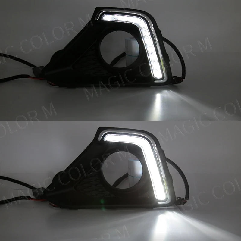For Hyundai I10 GRAND 2014 2015 2016 DRL Daytime Running Lights Led Fog Lamp Bezel White W | AUTOKITSHOP