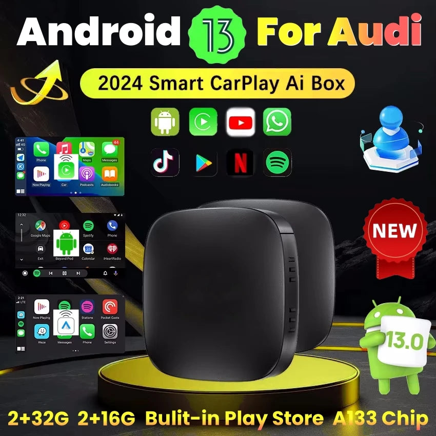 Android 13 Ai Box Wireless Carplay Adapter Android Auto For Netflix Youtube For Audi A3 A4 | AUTOKITSHOP