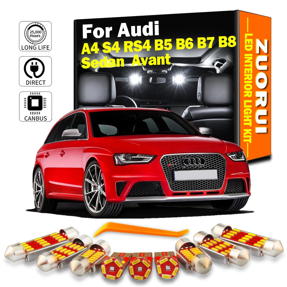 LED Interior Light Kit for Audi A4 S4 RS4 B5 B6 B7 B8 Indoor Led Lamp Vehicle Bulbs No Error - Canbus Error-Free Bulb...