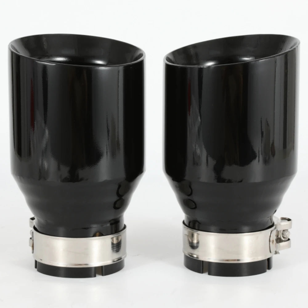 1 PC Car Modified Stainless Steel Glossy Black Exhaust Pipe Universal Bevel Edeg Shiny Muffler T - Automotive LED Light