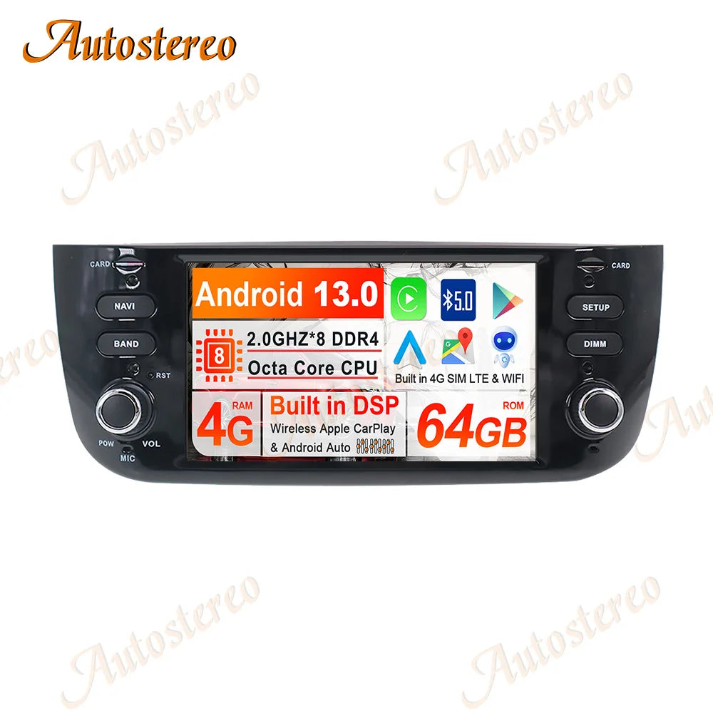 Carplay For Fiat/Linea/Punto EVO 2009-2016 Android 13 Car DVD Player GPS Navigation Stereo