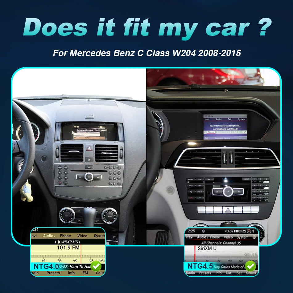 Android 14 Car Radio For Mercedes Benz C Class W204 S204 2007-2015 Wireless CarPlay Multim