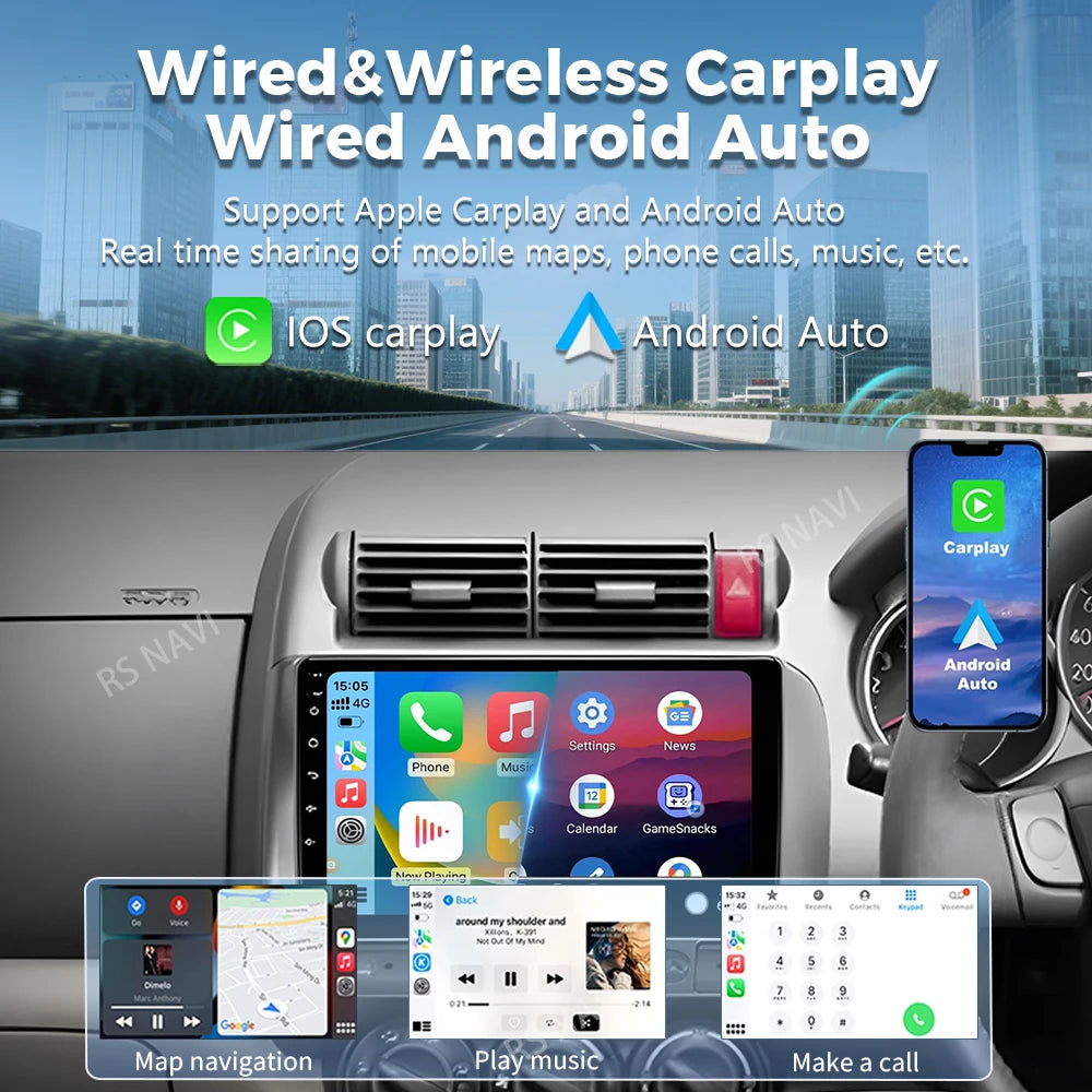 Android 16 For Honda Jazz 1 GD 2001 - 2008 Fit 2001-2009 2K QLED Stereo Car Radio Multimed