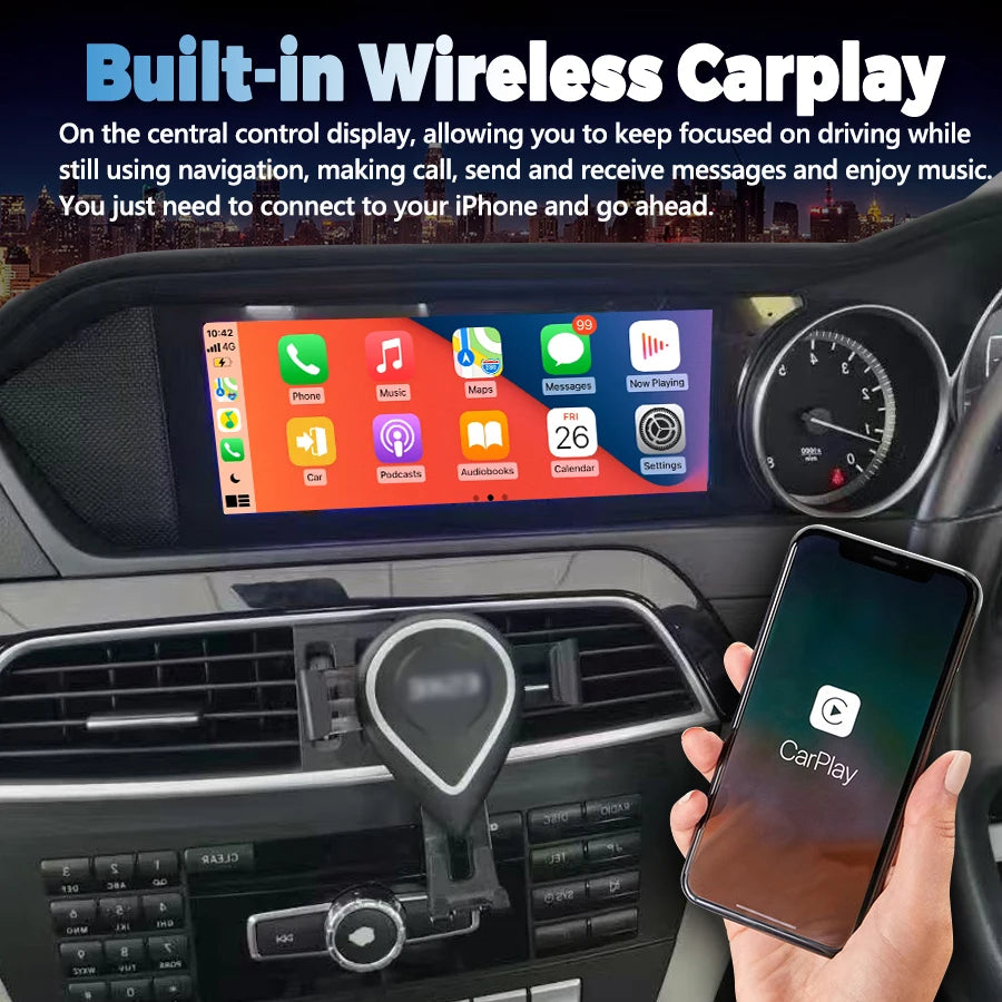 RHD wireless Bluetooth Carplay Car Radio stereo For Mercedes Benz C-Class W204 2011-2014 A