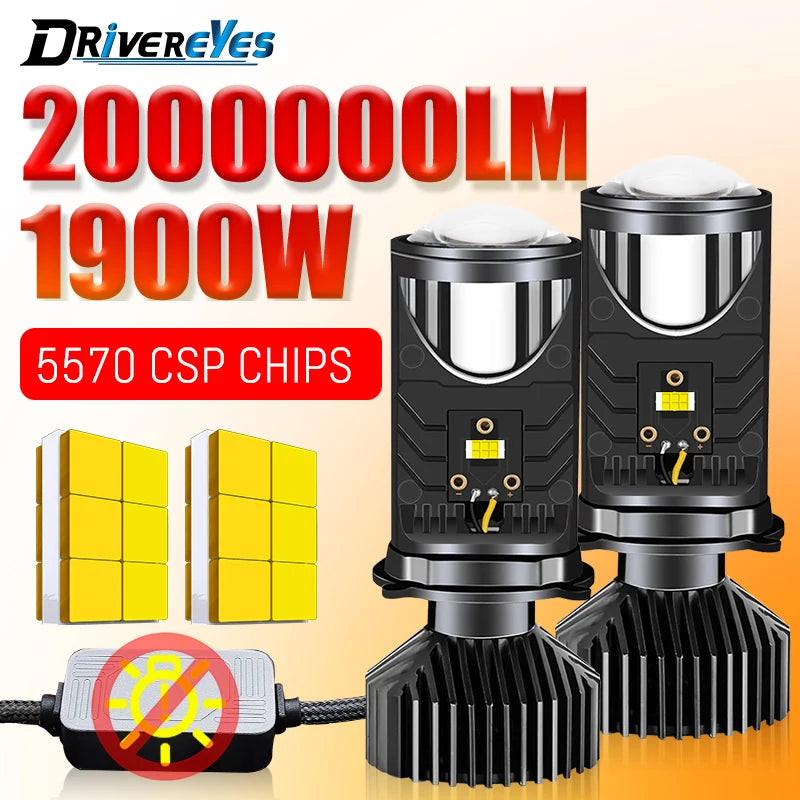 H4 Projector Lens LED Car Headlight Bulb 5570 CSP Chips Auto Bulbs CANBUS Turbo H4 High Pe