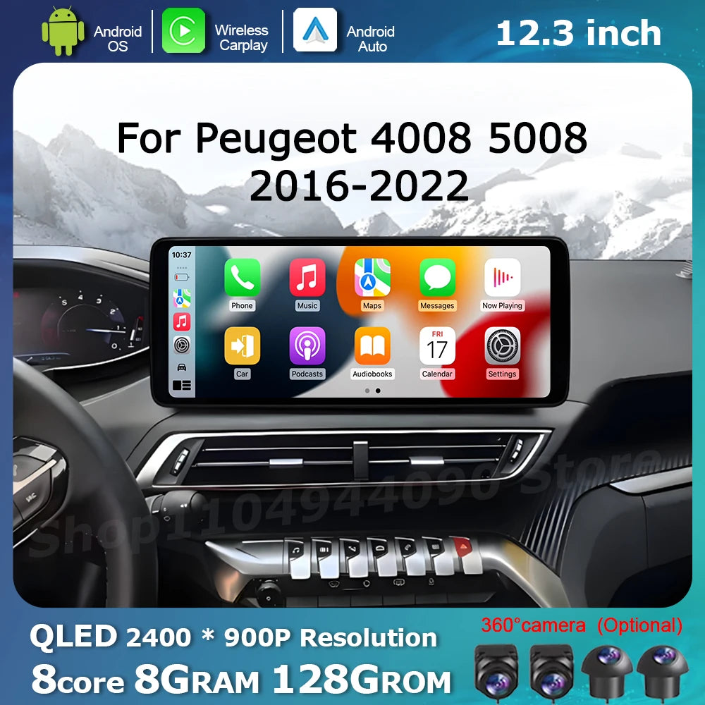 Wireless Carplay for Peugeot 4008 5008 2016-2022 Android OS Car HD Display Screen Multimed