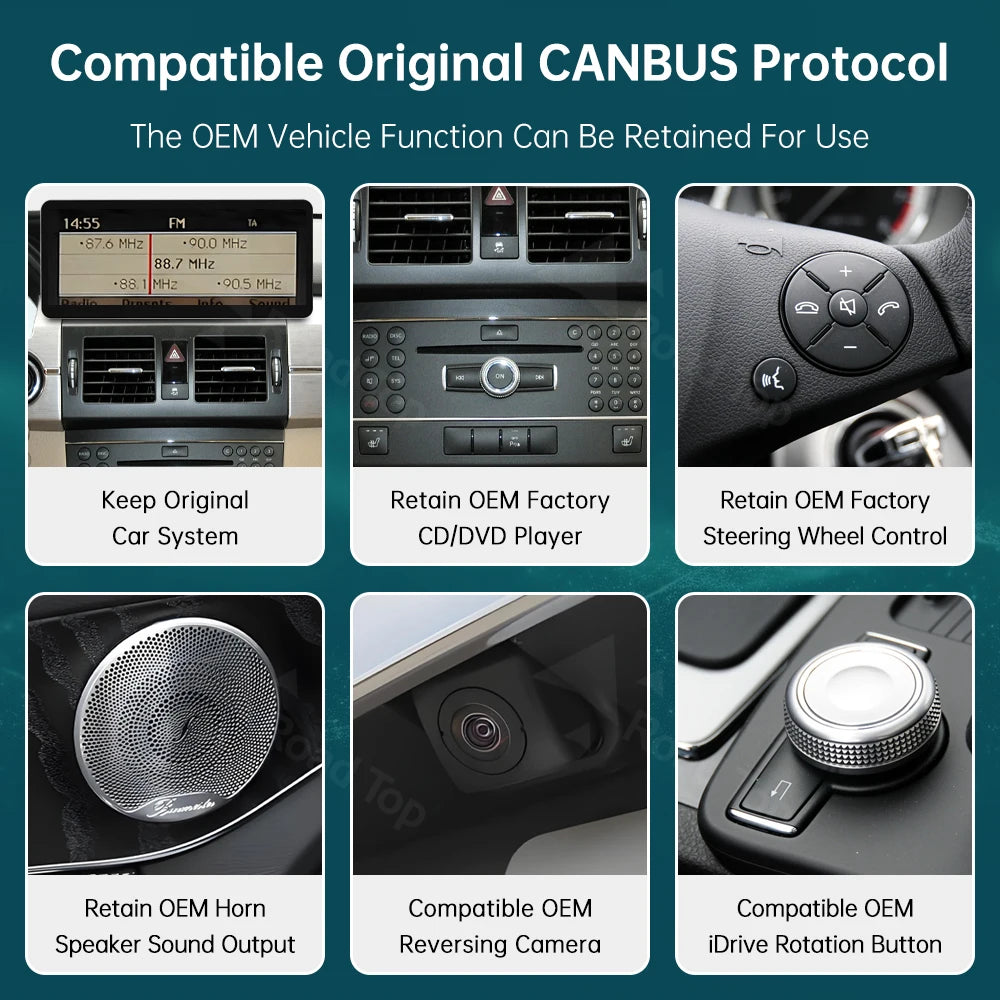 RoadTop Wireless CarPlay Android Auto Multimedia Display Linux Screen for Mercedes-Benz GL
