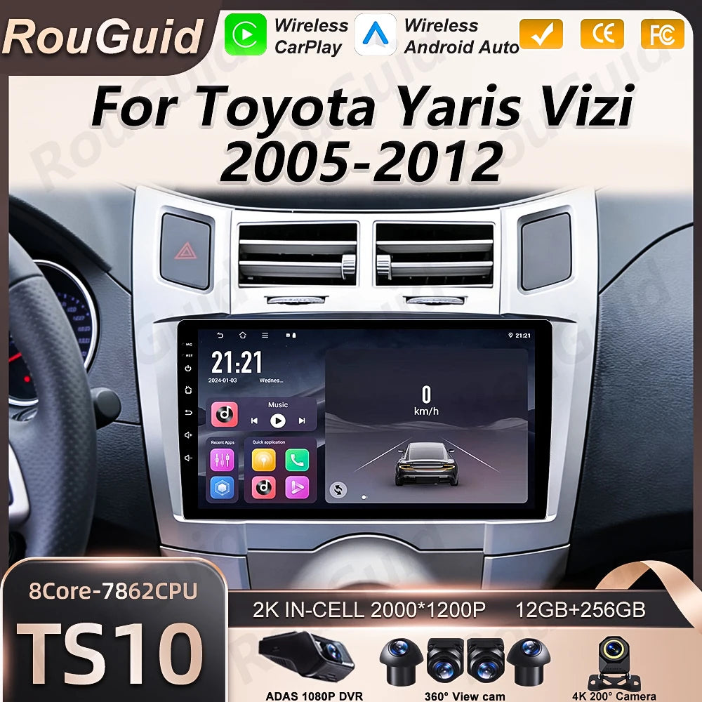 Android 16 Car Radio For Toyota Yaris Vizi 2005 - 2012 Carplay Auto Multimedia Player GPS  | AUTOKITSHOP