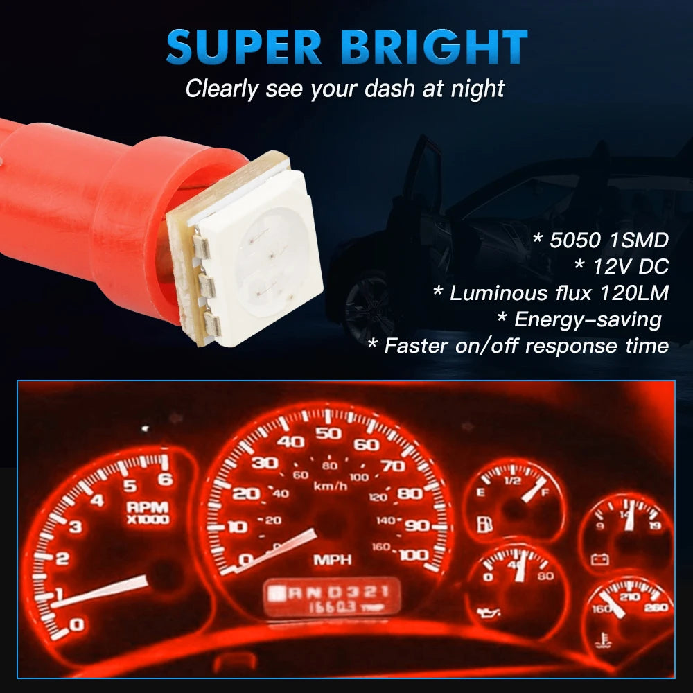 10-Piece LED Interior Light Kit for T5 - Canbus Error-Free Interior Bulbs