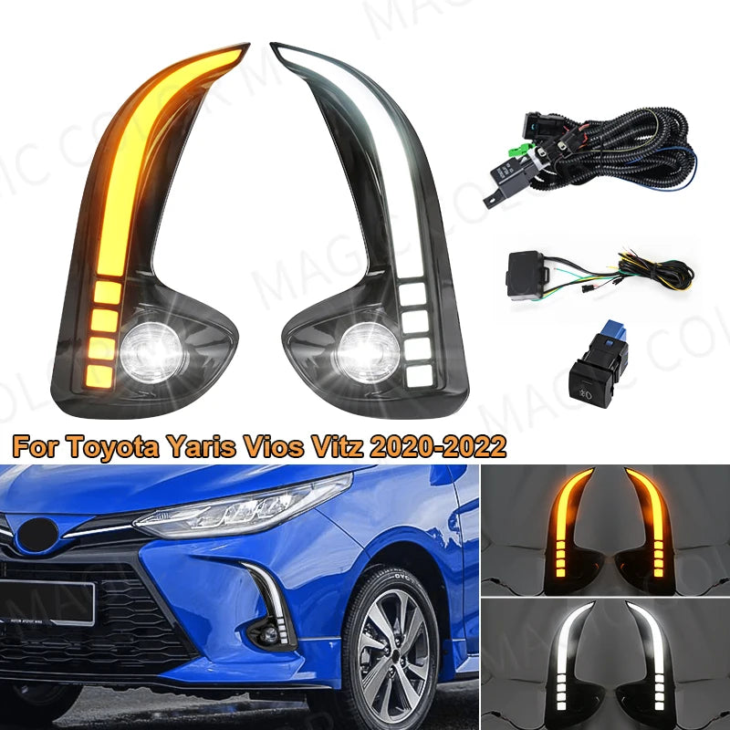 LED Daytime Running Light For Toyota Yaris Vios 2020 2021 2022 DRL Front Bumper Daylights  | AUTOKITSHOP