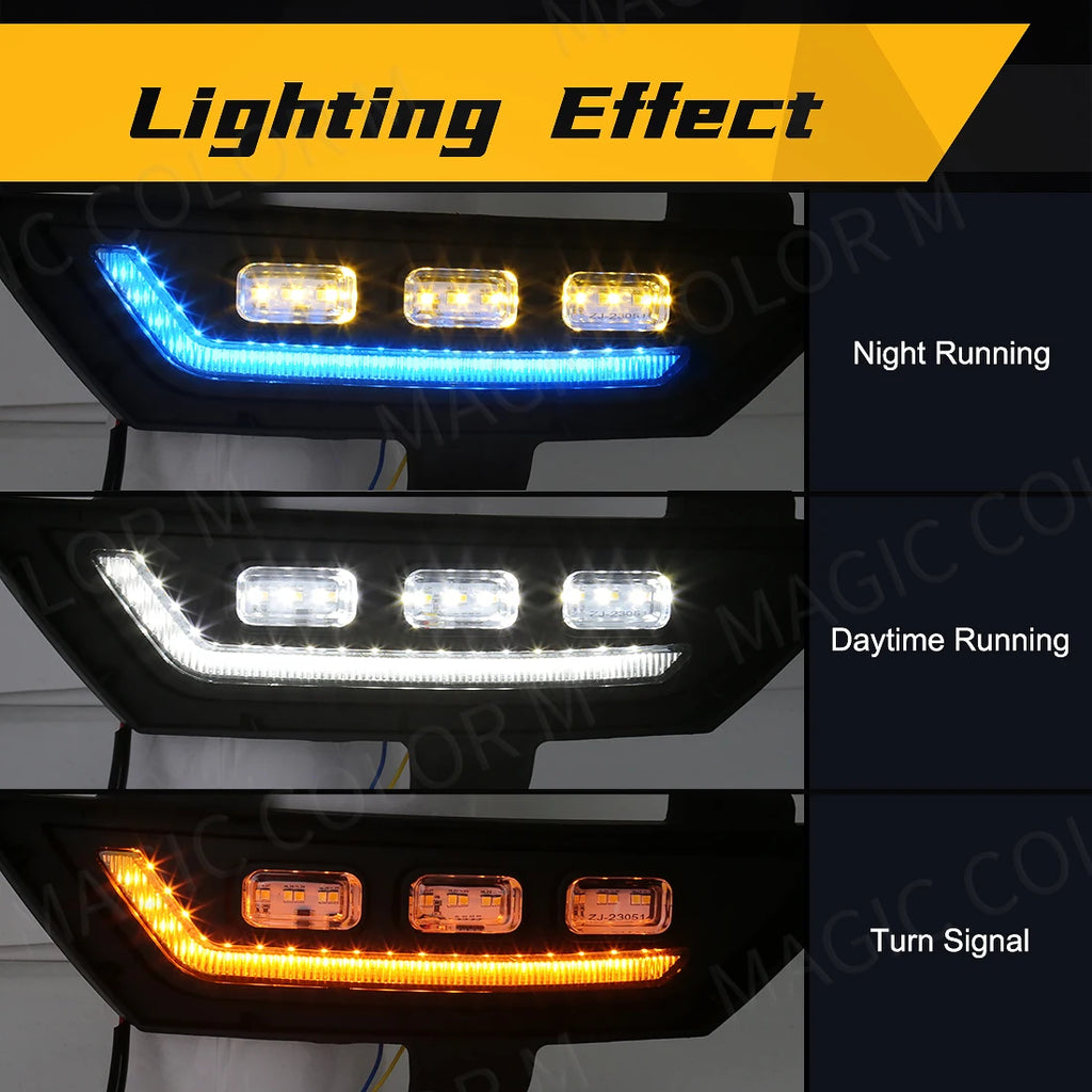 For GWM Great Wall POER 2021 2022 LED Daytime Running Lights DRL Car Fog Lamps Turn Signal | AUTOKITSHOP
