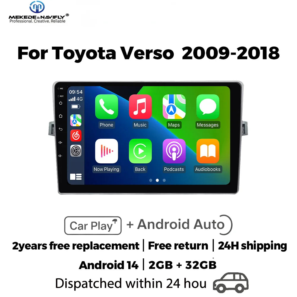 IPS Touch Screen 9inch Car Radio For Toyota Verso R20 2009-2018 Wireless Carplay Android A