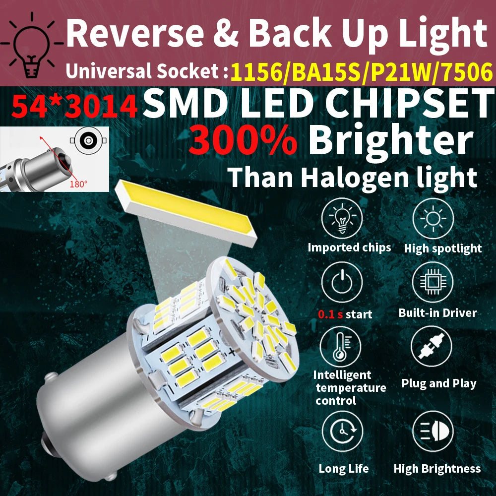 LED Reverse Light Lamp P21W BA15S Canbus For VW Caddy MK2 MK3 MK4 2 3 4 Beetle Amarok Craf