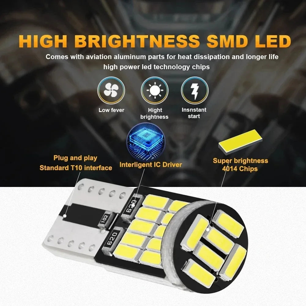 T10 W5W 194 501 Led Canbus No Error Car Interior Light T10 26 SMD 4014 Chip Pure White Ins