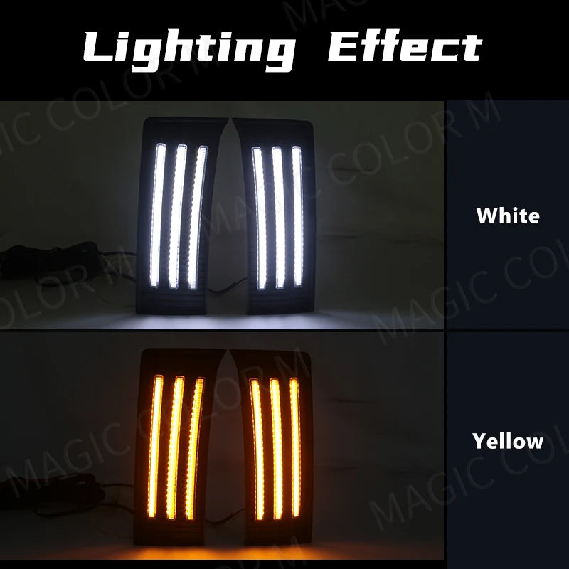 Daytime Running Lights LED DRL For Toyota Tundra 2022 2023 White Daylights Yellow Turn Sig | AUTOKITSHOP