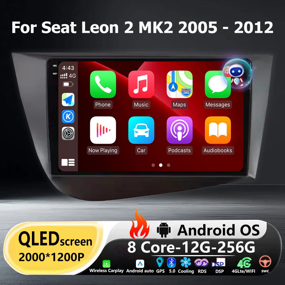 360 Camera Car Radio Multimedia Video Player GPS Navigation For Seat Leon 2 MK2 2005 - 201