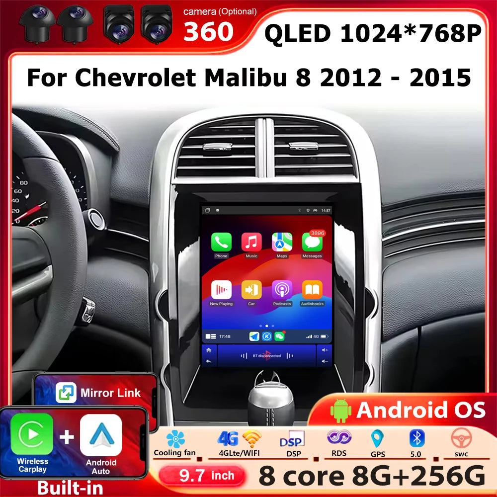 360 Camera Car Radio Multimedia Video Player GPS Navigation Stereo For Chevrolet Malibu 8