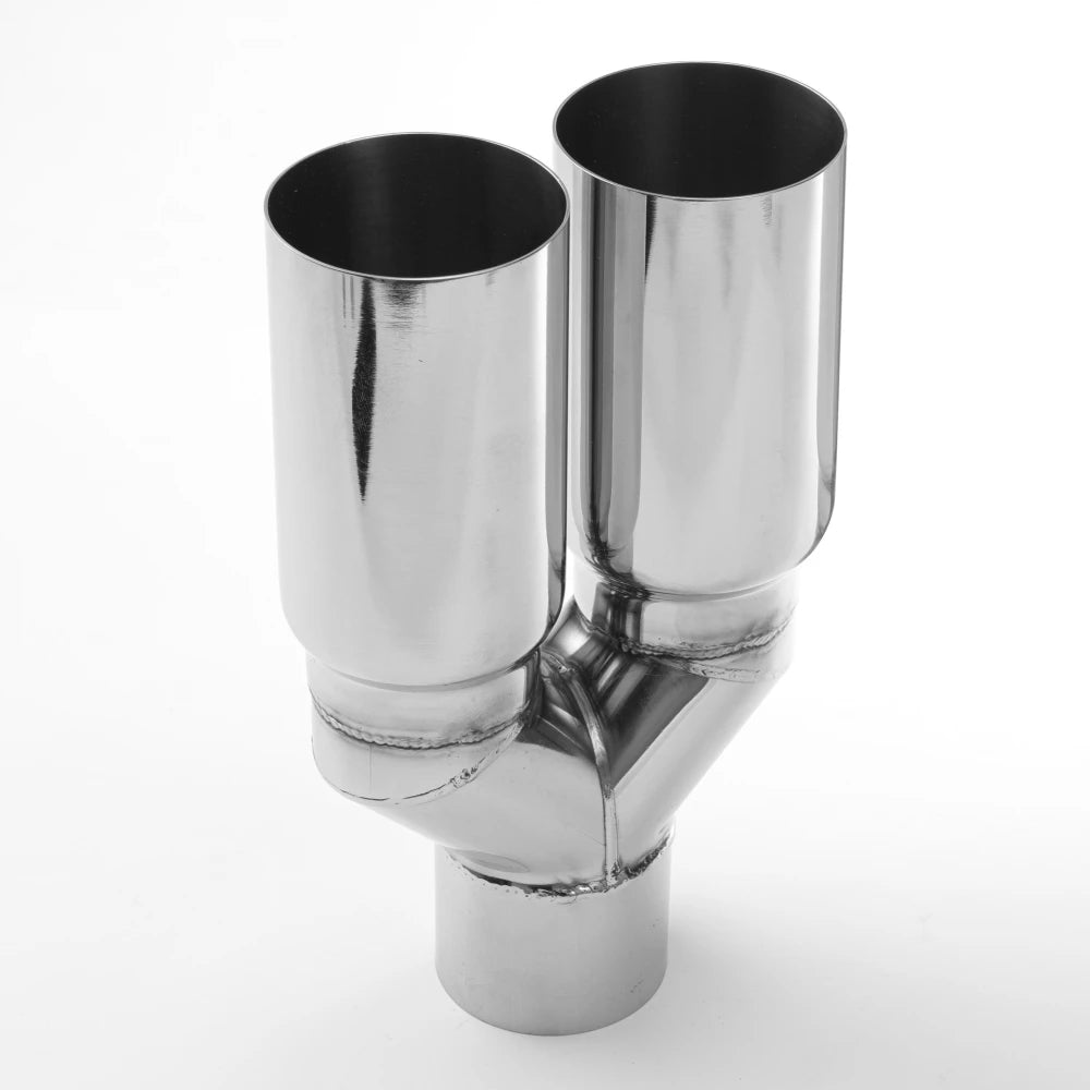 Stainless Steel single layer exhaust tip 63mm inlet straight cut 76mm Outlet Double Cylinder Muf - Automotive LED Light