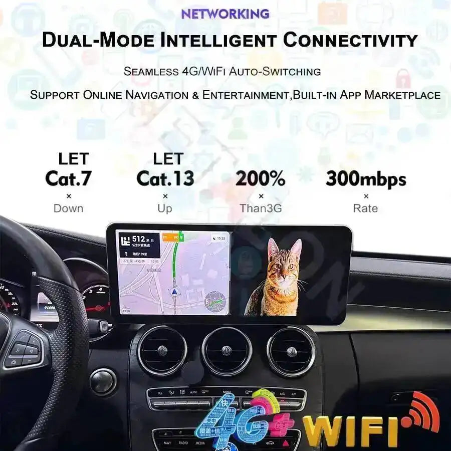 Player for Mercedes Benz C Class GLC X253 W205 2016-2019 14.6inch QLED Car Radio Android M | AUTOKITSHOP