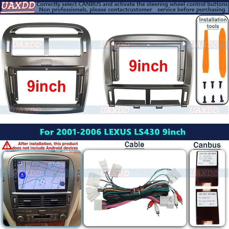 9 Inch Car Fascia Frame Adapter Android Radio Audio Dash Fitting Panel Kit For Lexus LS430