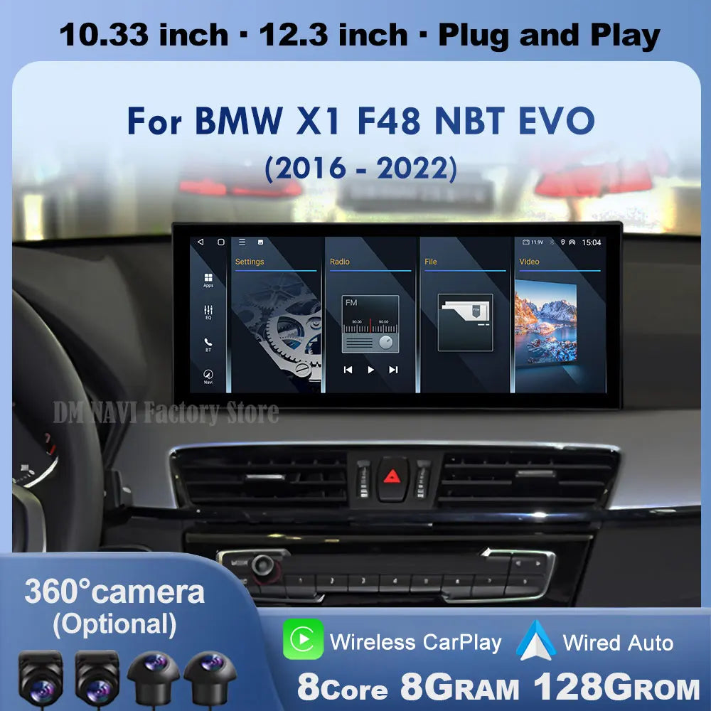 For BMW X1 X2 F48 F49 2016 - 2022 NBT EVO 12.3 Inch Android 14 QLEDTouch Screen Car Radio