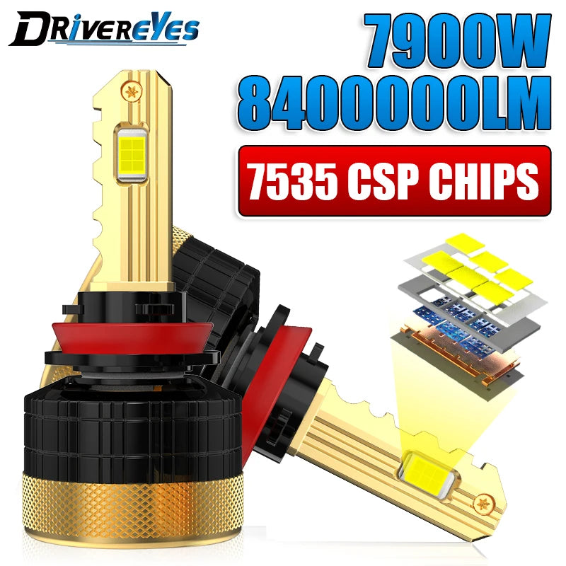 7900W H7 H4 H11 Led Headlight 7535 CSP Canbus H1 H8 9005 HB3 9006 HB4 9012 HIR2 Turbo 8400