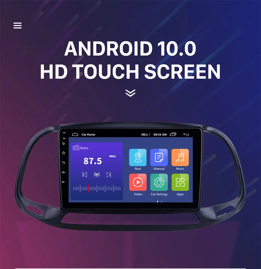 2.5D Screen 9" Android 10.0 Radio Stereo GPS Navi Bluetooth w/Car Player For Fiat Doblo 20