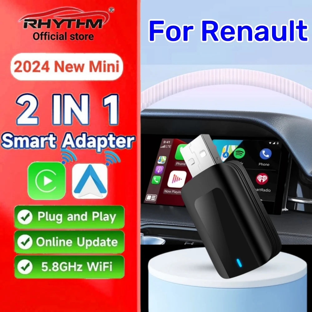 Wireless Adapter CarPlay Android Auto 2in1 Smart Dongle Play&Plug For Renault Twingo Duste | AUTOKITSHOP