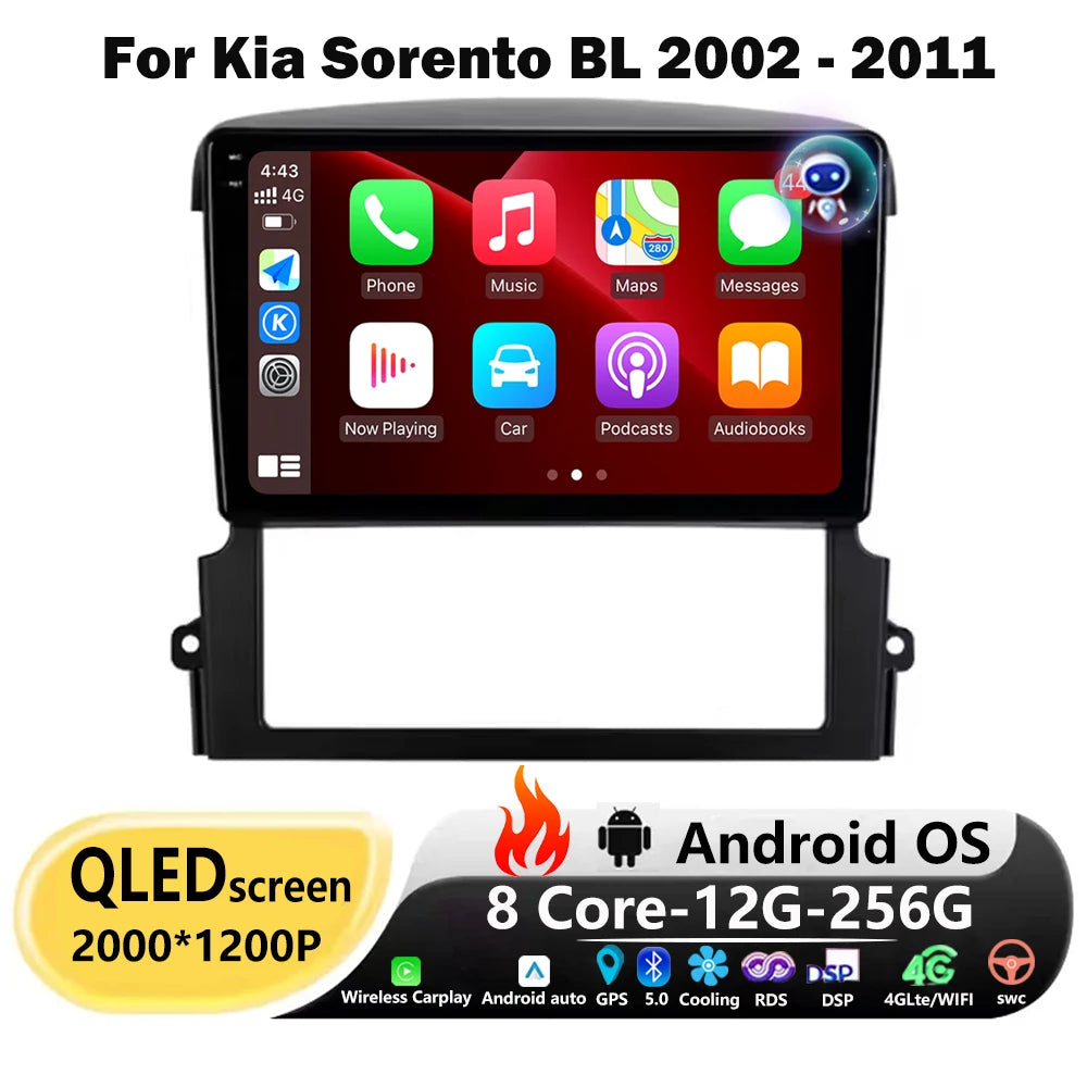Car Radio Multimedia Video Player GPS Navigation Stereo For Kia Sorento BL 2002-2011 Andro