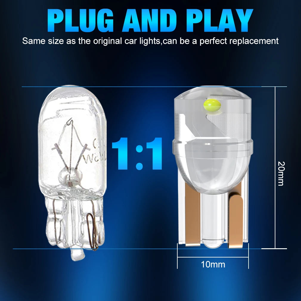 T10 W5W WY5W 168 501 2825 COB LED Car Wedge Bulbs Parking Lights Auto License Plate Lamps