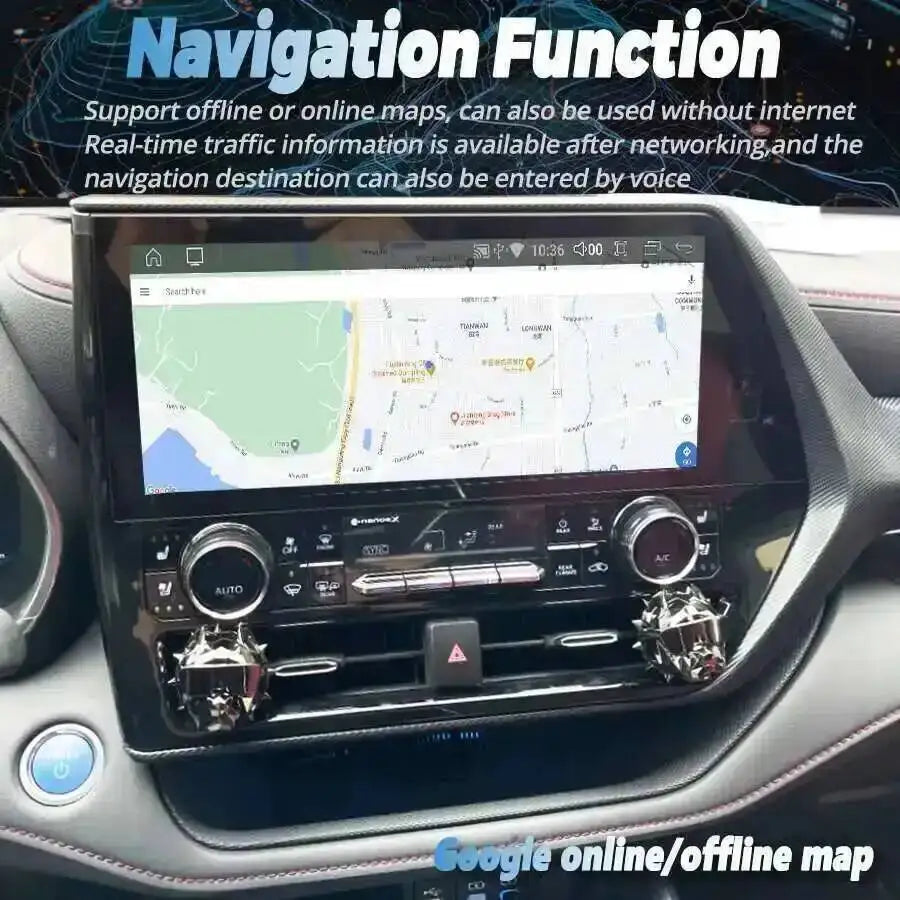 12.3'' GPS Carplay For TOYOTA Highlander Crown Kulger Gxl 2021 2022 2024 Android 15 Car Mu