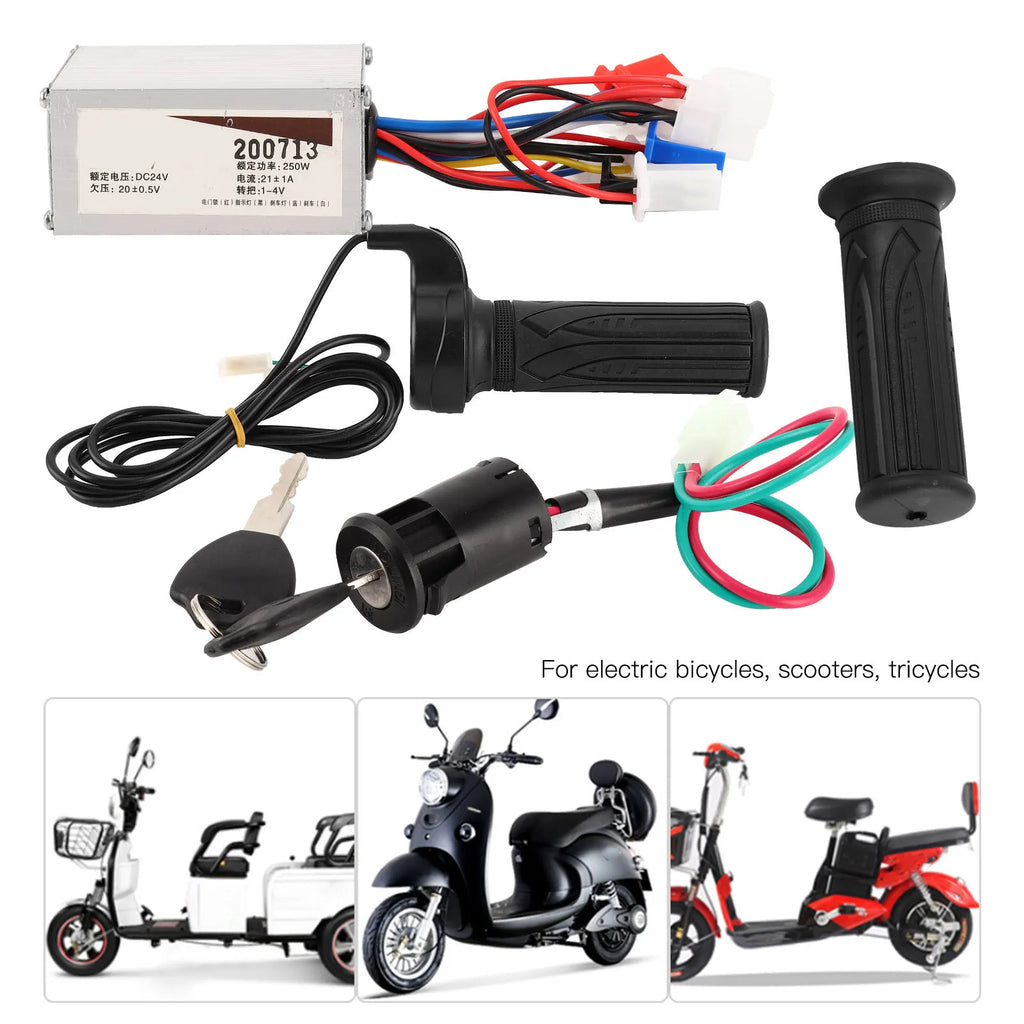 Electric Scooter Speed Controller Set 24V 250W Controller with Throttle Grip Lock Scooter Access - Automotive LED Light