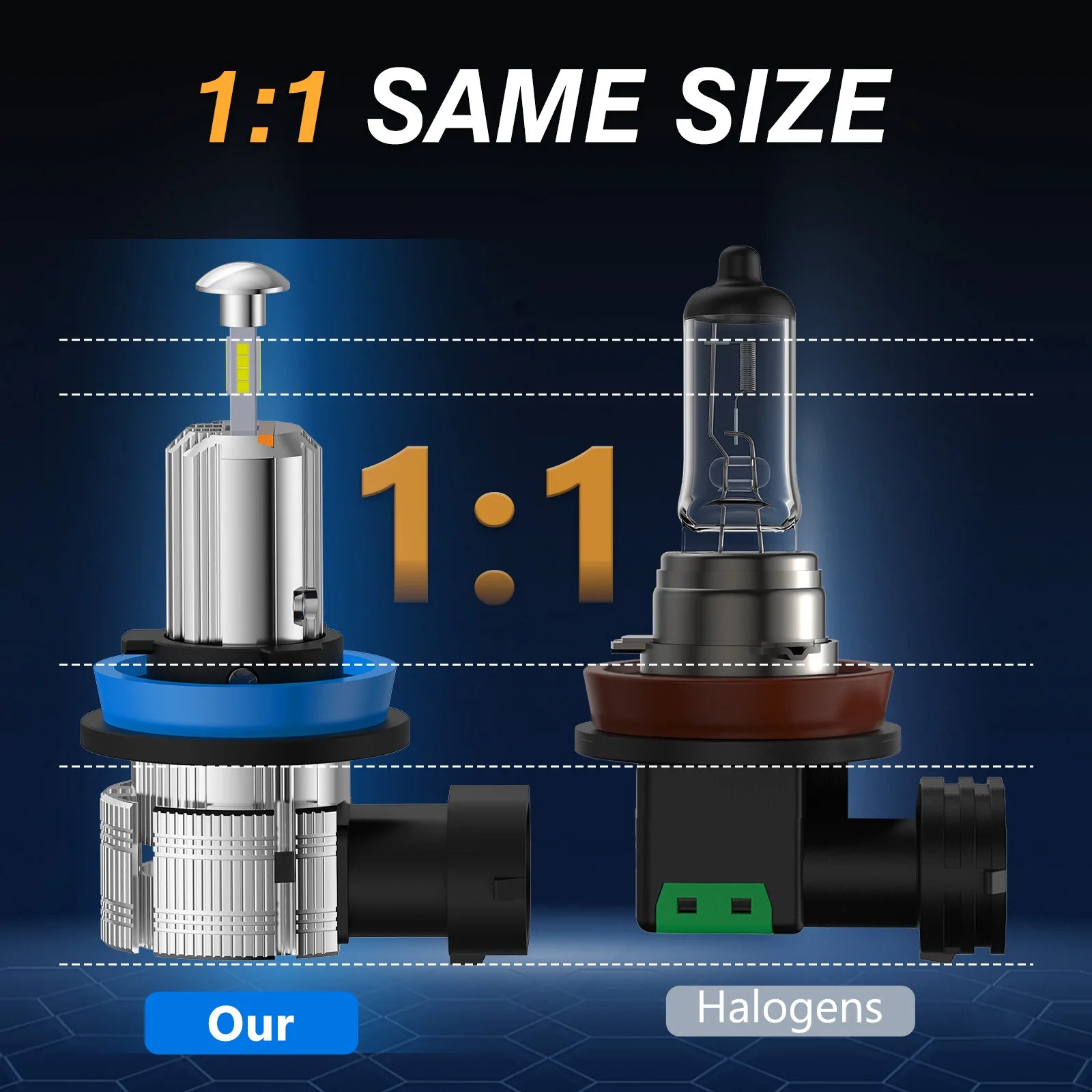 H11 LED Headlight Bulbs Wireless Headlight Bulbs 30000LM 110W 6500K Fanless Car Bulb Kit H