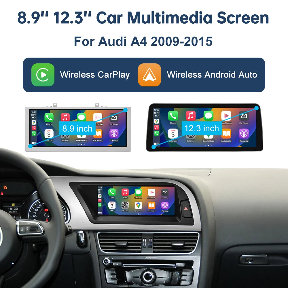8.8 Road Top CN Multimedia Display Touch Screen For Audi A4 S4 2009-2015 Airplay Miracast  | AUTOKITSHOP