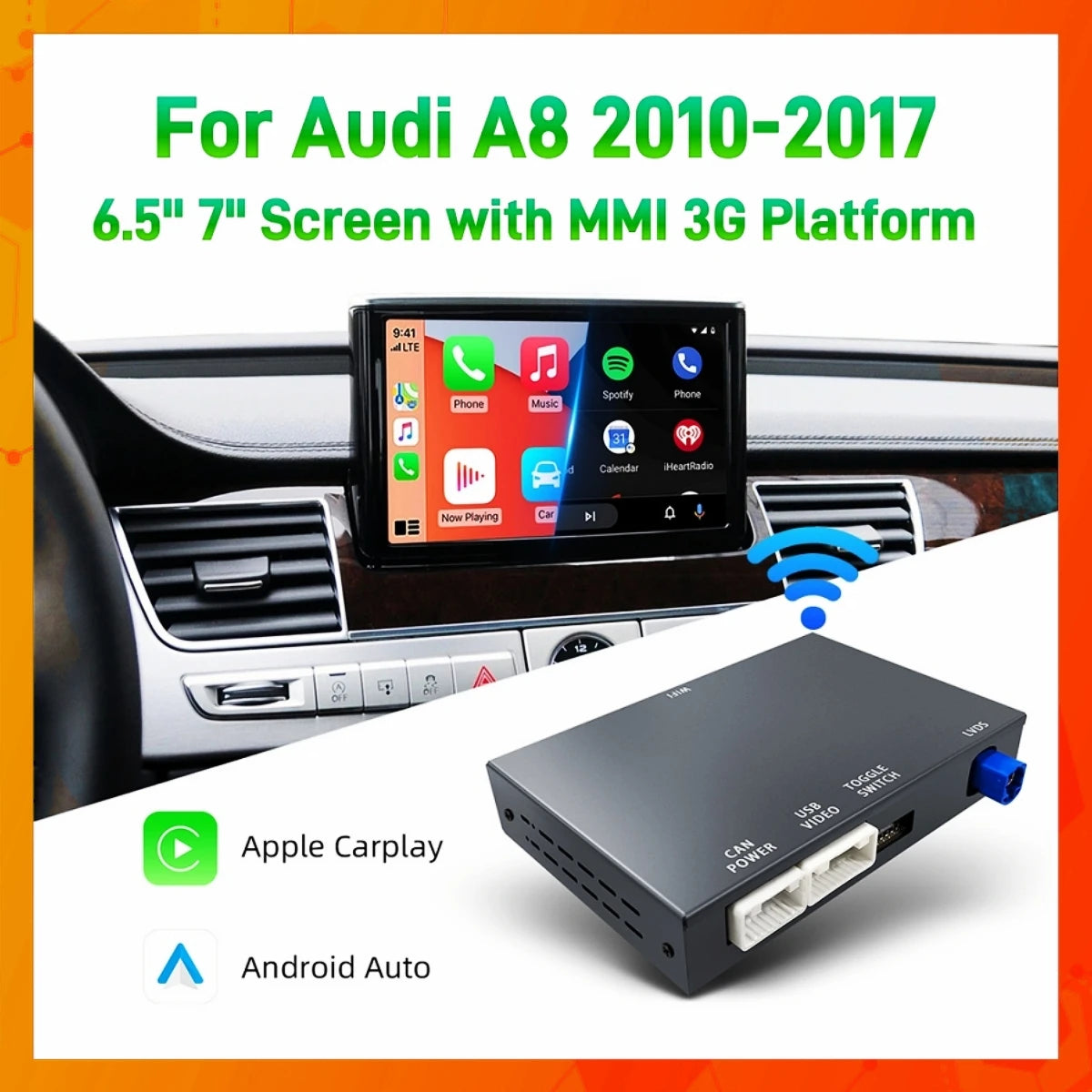 ANYFAR Wireless CarPlay Android Auto Interface for Audi A8 2012-2015 MMI 3G with AirPlay M | AUTOKITSHOP