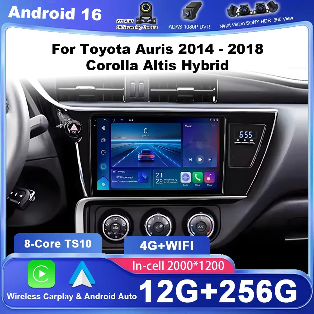 Car Android 16 For Toyota Auris 2014 2015 2016 2017 2018 Corolla Altis Hybrid Auto Radio M