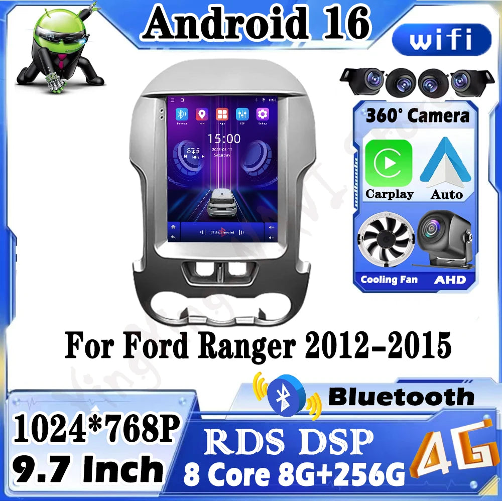 Android 16 for Ford Ranger 2012-2015 Car Video Player Multimedia Radio Auto GPS Navigation