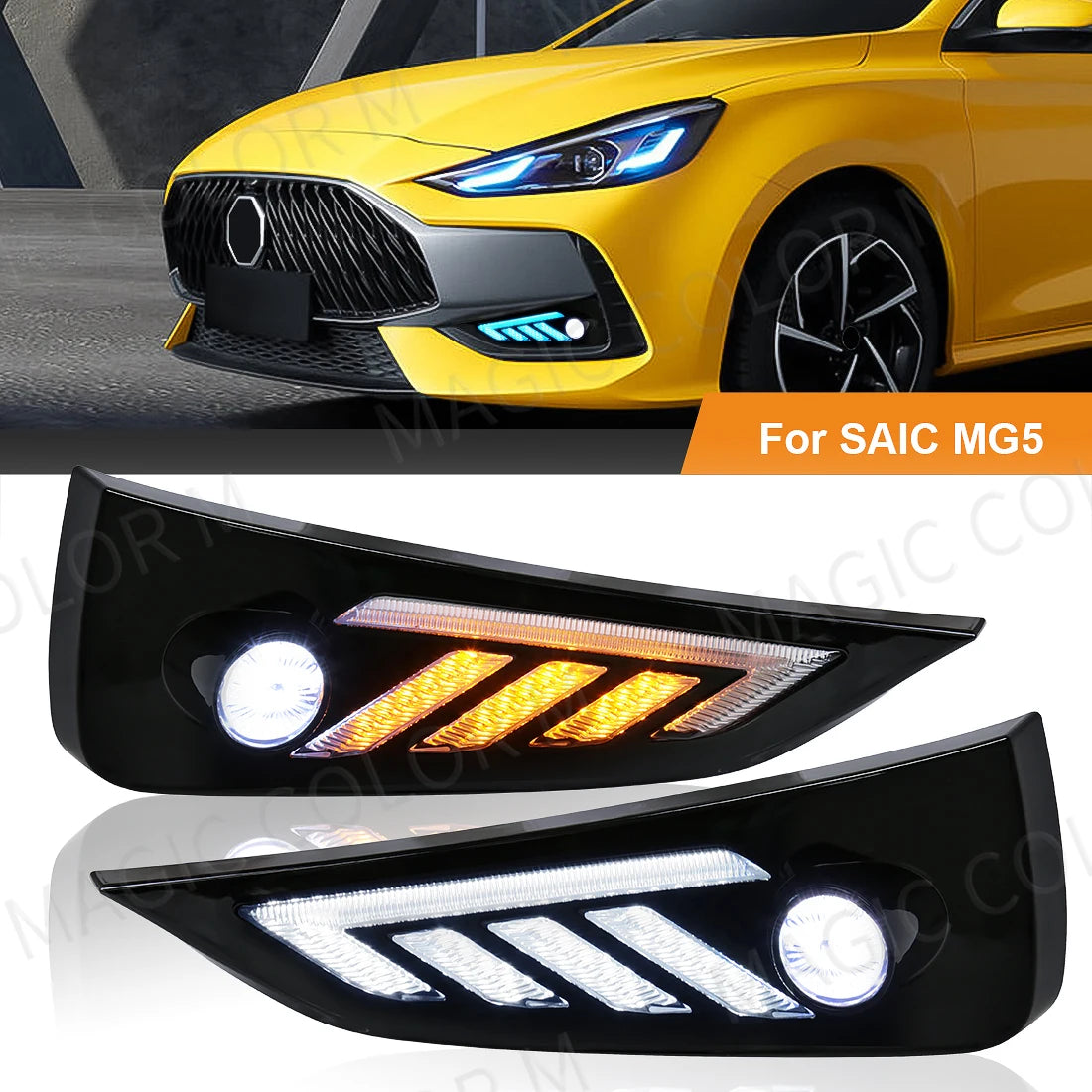For MG MG5 2021 2022 Morris Garages LED Daytime Running Lights DRL Fog Lamps Turn Signal W | AUTOKITSHOP