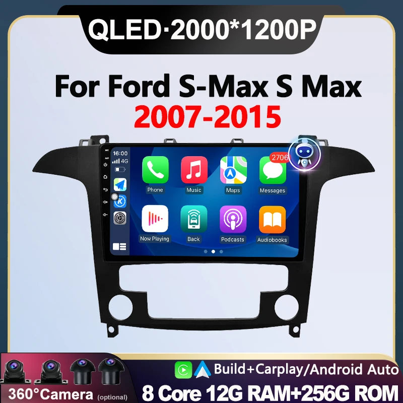 Android 16 For Ford S-Max S Max 2007-2015 Car Radio Multimedia Video Player Wireless Carpl | AUTOKITSHOP