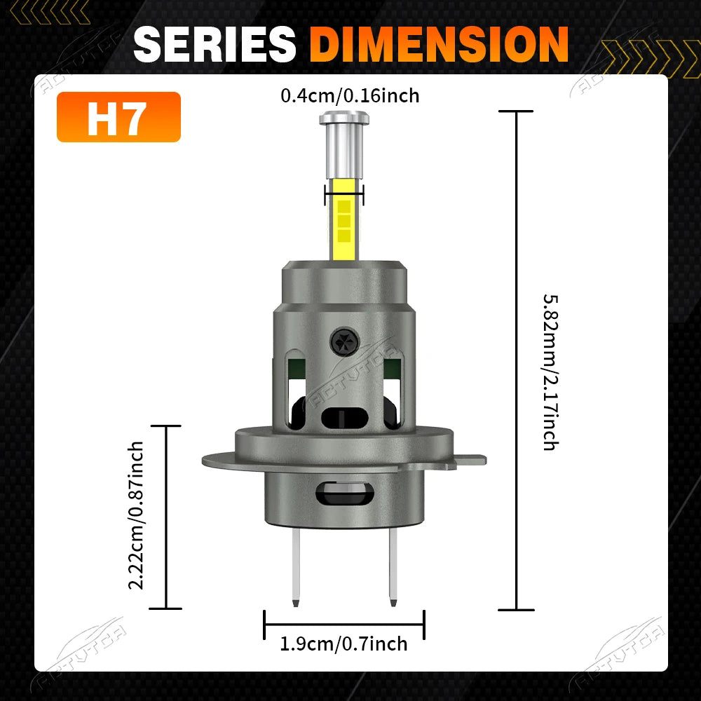3000W 360 H7 LED Car Headlight Bulb Canbus 6800000LM Light for Car Turbo Mini Size H7 LED
