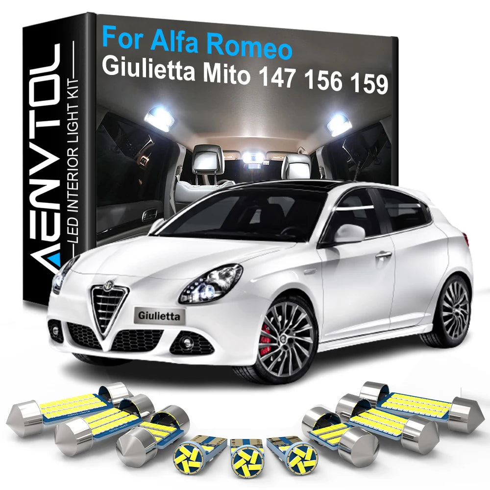 LED Interior Light Kit for Alfa Romeo Giulia Stelvio Giulietta Mito Brera GT 147 156 159 166 1998-2023 - Canbus Dome ...