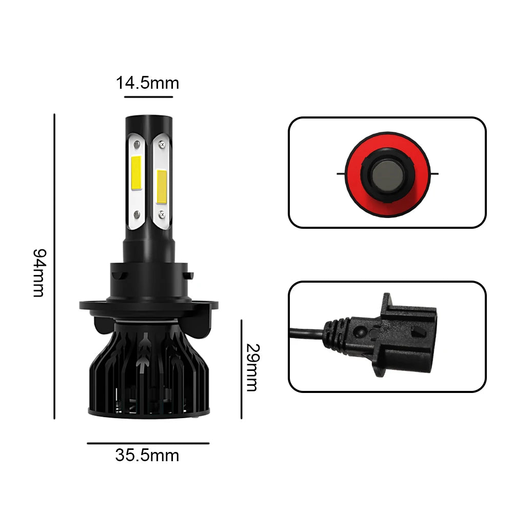 LED Headlight H13 9008 Car Light 6000K High Low Beam Bulbs Kit For Ford Mustang 2005 2006