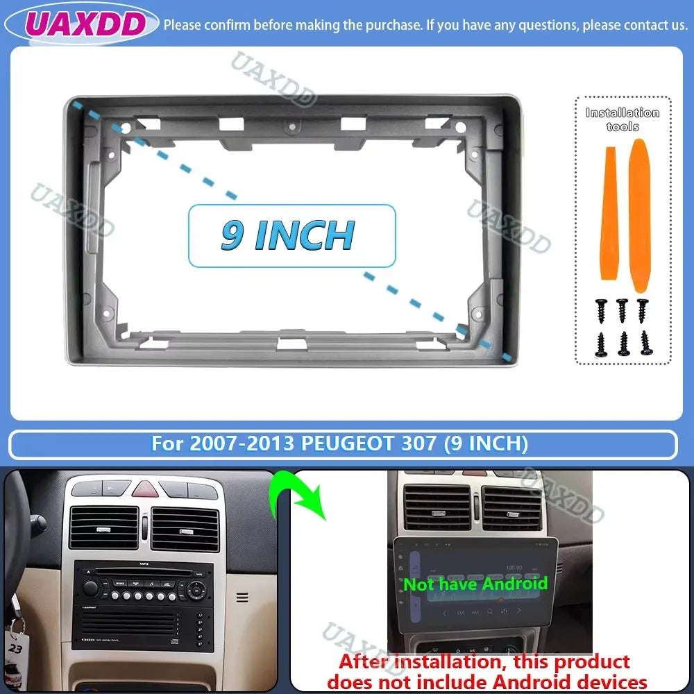 For 2007-2013 PEUGEOT 307 9inch Car stereo radio Android frame panel fascia cable video ha