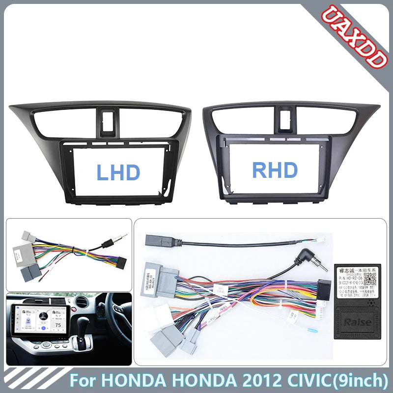 2 Din Car DVD for Honda 2012 Civic 9 Inch Radio Multimedia Android Stereo Harness Screen D