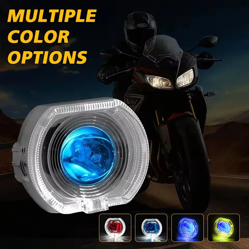 2.5inch Motorcycle Headlight LED Angel Devil Eyes Laser Headlights Projector Built in Spot
