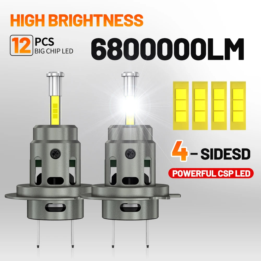 3000W 360 H7 LED Car Headlight Bulb Canbus 6800000LM Light for Car Turbo Mini Size H7 LED