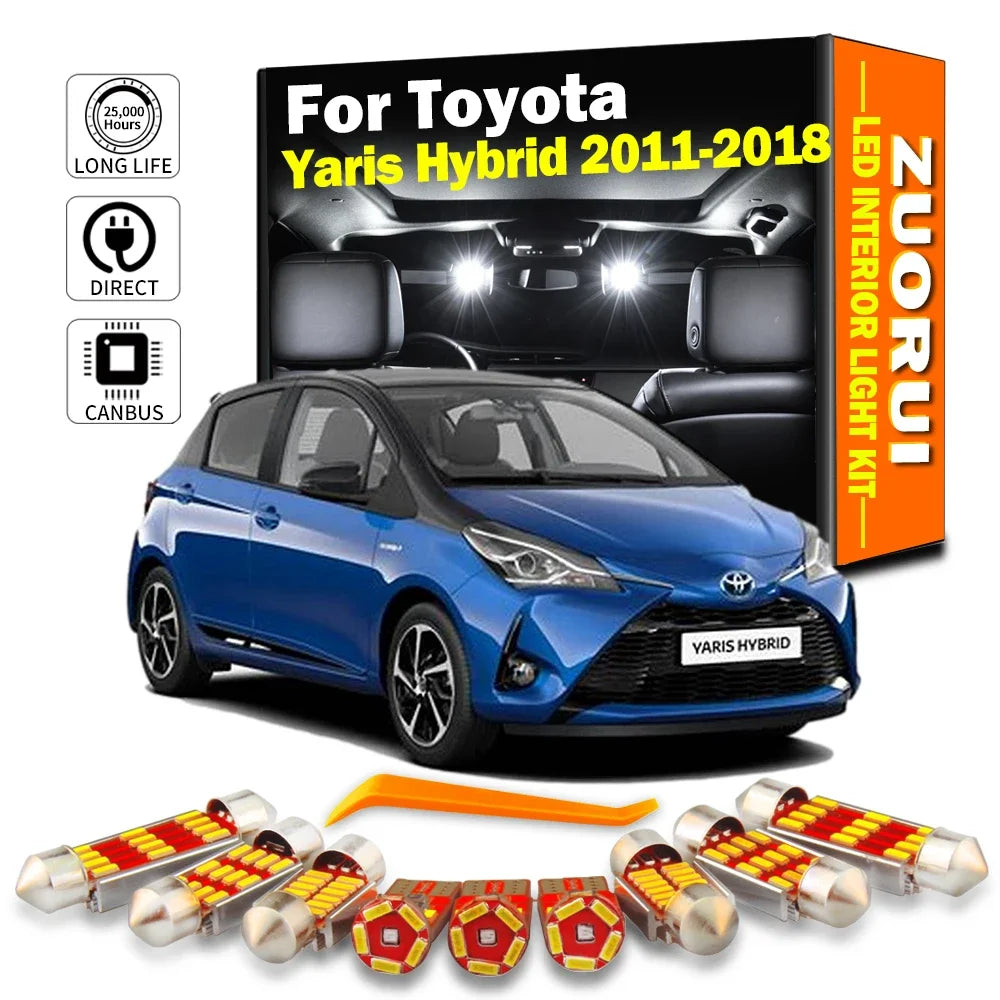 10-Piece LED Interior Light Kit for Toyota Yaris Hybrid 2011-2015 - Canbus Dome Map Door Trunk Bulbs | AUTOKITSHOP