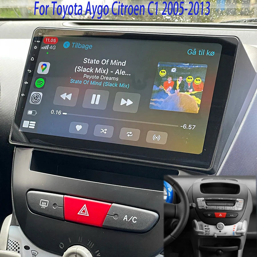 For Toyota Aygo Citroen C1 05-13 AI Voice Android 14 Car Video Player Radio Upgrade Autora