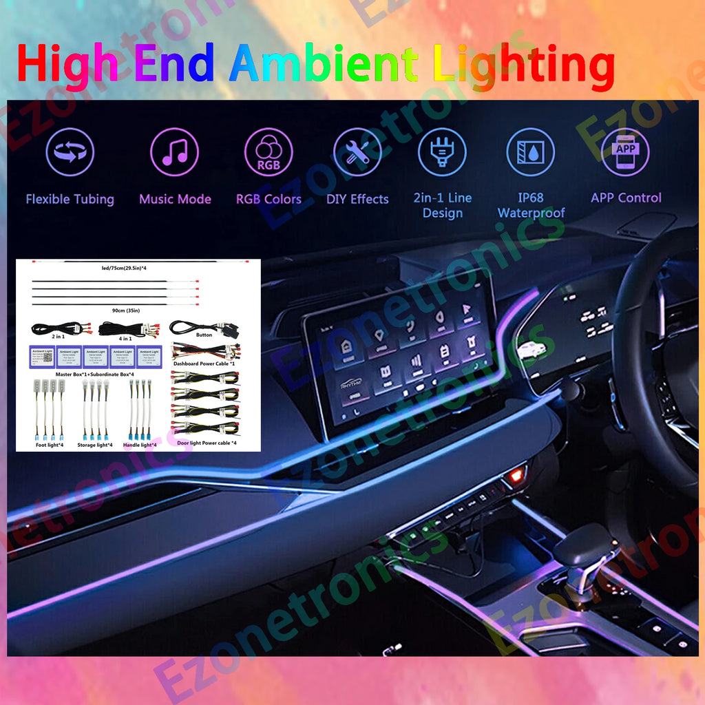 256 Colors - Ambient Light - App Control - Car Interior Lighting