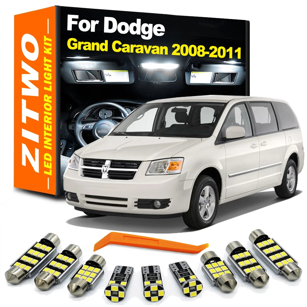 ZITWO 14Pcs Canbus Car LED Interior Light Bulb Kit For Dodge Grand Caravan 2008 2009 2010 2011 Sun Visor Lamp Dome Reading Bulb